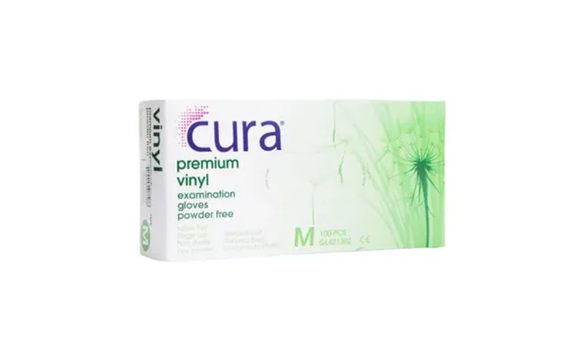 Cura Premium Vinyl Examination Powder Free Gloves M 100pk