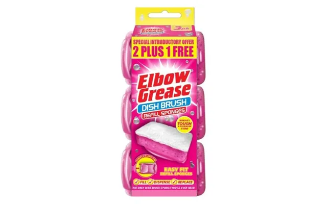 Elbow Grease Pink Dish Brush Refill Sponges 3 Pack