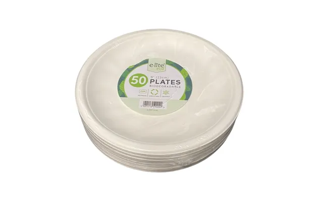 Elite 9 Round Bagasse Plates 50pk - Pack Of 1