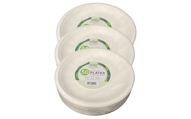 Elite 9 Round Bagasse Plates 50pk - Pack Of 3