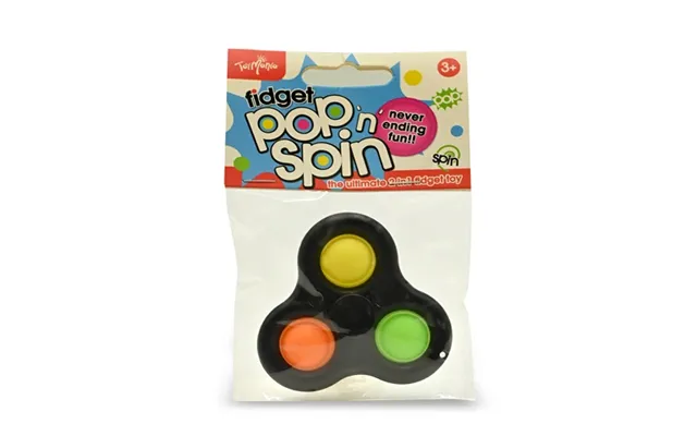 Fidget Pop 'n' Spin 2in1 3 Pops Fidget Toy Assorted Colours - Black Spinner Yellow Orange Green