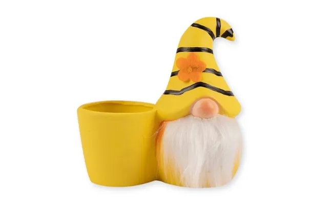 Fluffy Beard Yellow Gnome Plant Pot 14cm