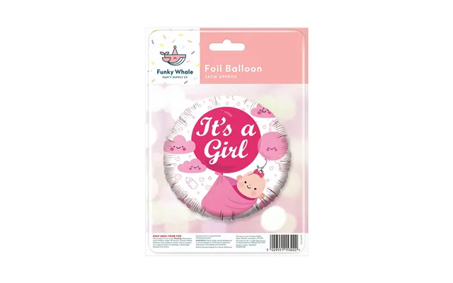 Funky Whale It's A Girl Foil Balloon 36cm
