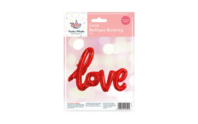 Funky Whale Love Balloon Bunting 16 Assorted Colours - Red