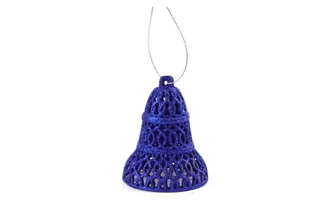 Glitter Bell Christmas Decorations 3 Pk Assorted Colours - Blue