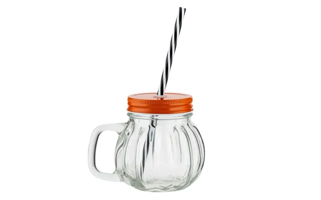 Halloween Pumpkin Mason Jar With Straw
