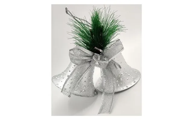 Hanging Jewel Christmas Twin Bell Decoration - Silver
