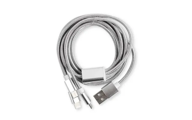 Konekt Premium 3-in-1 Braided Cable 1.2m Assorted Colours - Silver