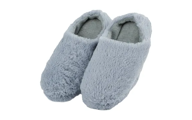 Ladies Faux Fur Memory Foam Slippers Grey Assorted Sizes - 6-8