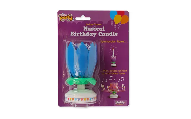 Lotus Flower Musical Birthday Candle Assorted Colours - Blue