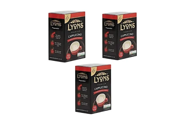 Lyons Premium Instant Cappuccino Coffee X 12 Sachets 15g Assorted Pack Size