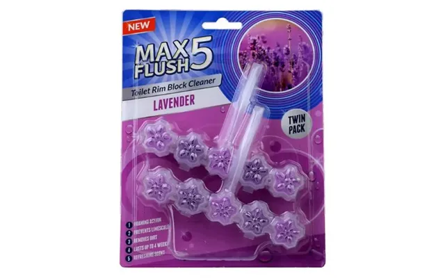 Max5 Flush Lavender Toilet Rim Block Cleaner Twin Pk