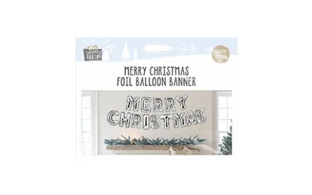 Merry Christmas Foil Balloon Banner Assorted Colours - Silver