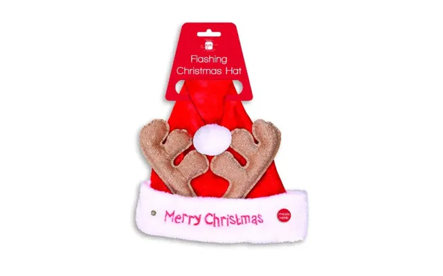 Novelty Flashing Led Santa Hat With Antlers