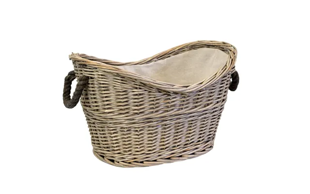 Oval Log Basket With Rope Handles
