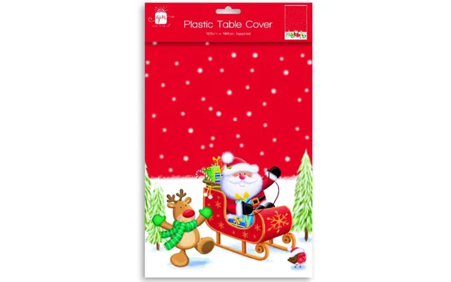 Santa Sleigh & Friends Festive Plastic Kids Table Cover 120 X 180cm