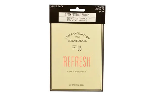 Spa Scented Sachets With Essential Oils 3 Pack - Refresh -rose And Grapefruit