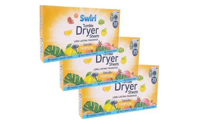 Swirl Tumble Dryer Sheets Tropical 35 Pack - Pack Of 3