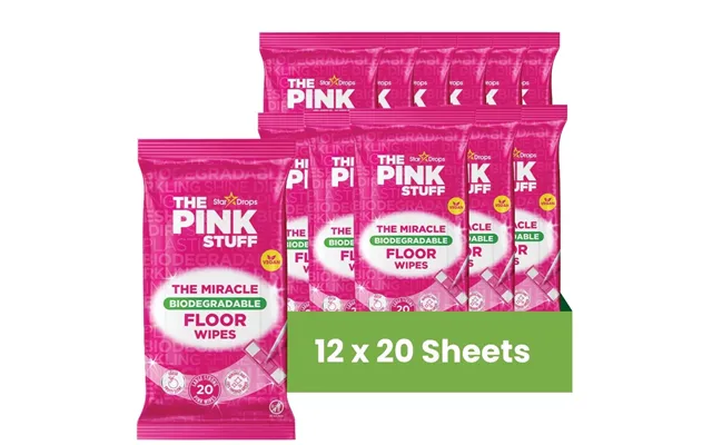 The Pink Stuff Miracle Biodegradable Floor Wipes 20 Sheets Assorted Packs - Pack Of 12