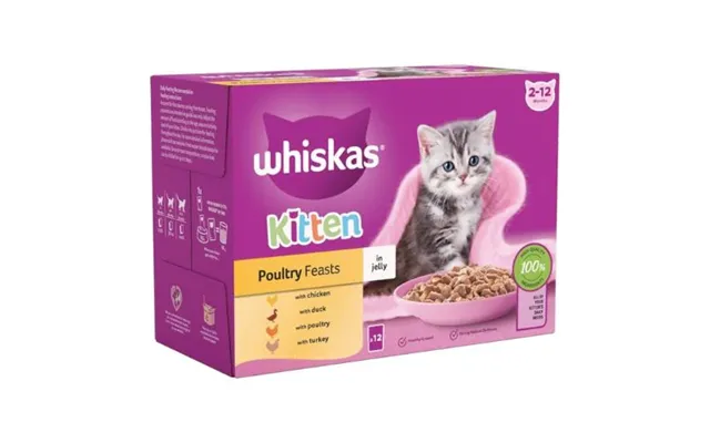 Whiskas Kitten Poultry Feasts In Jelly Cat Food 12 X 85g