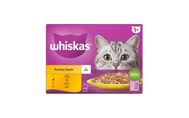Whiskas Poultry Feast 1 In Jelly Cat Food 12x85g
