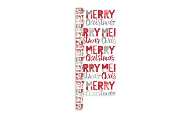White - Grey & Red Christmas Slogan Wrapping Paper 10m