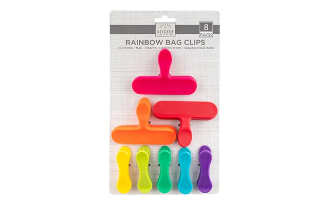Woolf & Baker Rainbow Bag Clips 8 Pack