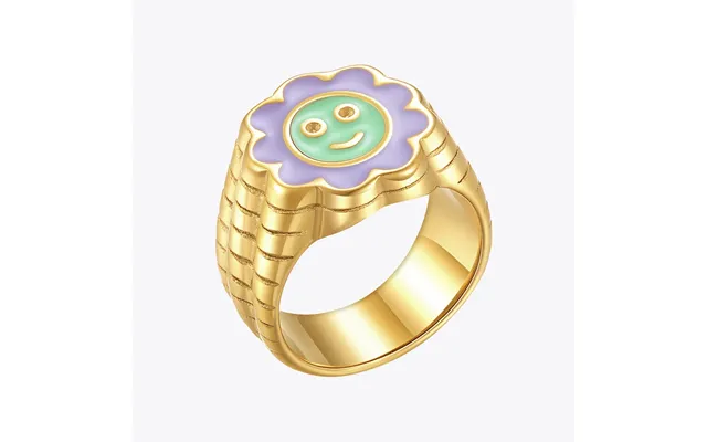 Cute Sun Bloom Smile Ring For Women Gold Color Rings Stainless Steel Fashion Jewelry Halloween Anel Masculino R214120
