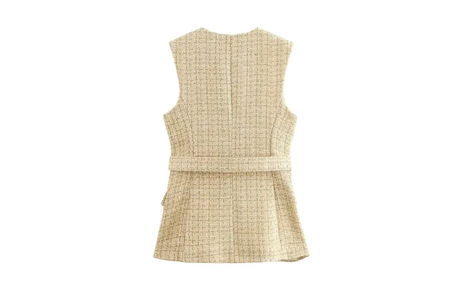 Elegant Autumn Women Plaid Vest With Belt Fashion Office Ladies Causal Single Breasted Jacket Vintage Streetwear Outwear