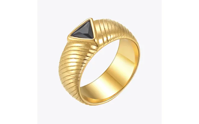 Goth Black Eye Triangle Ring Stainless Steel Zircon Rings For Women Men Gold Color Fashion Jewelry Bague Femme R4119