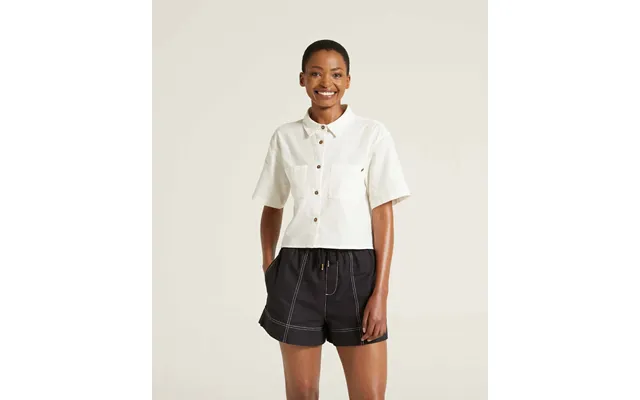 Ladies Linen Blend Short Sleeve Shirt - Soft White product image