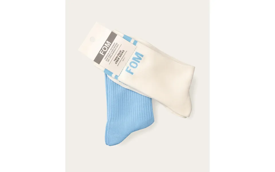 Socks Crew Twin Pack - Sky Gray & Off-white Stripes Size 4-7
