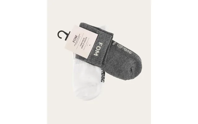 Socks Fom Ankle Twin Pack - White & Grey Melange Size 7-11 product image