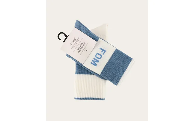 Socks Fom Crew Twin Pack - Cream & Sky Blue Stripe Size 4-7 product image