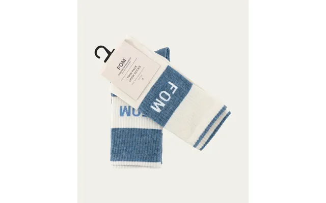 Socks Fom Crew Twin Pack - Cream & Sky Blue Stripe Size 7-11 product image