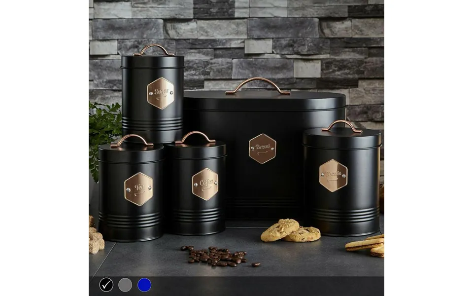 5 Piece Kitchen Canister Set With Airtight Seal - For Tea, Coffee, Sugar, Flour