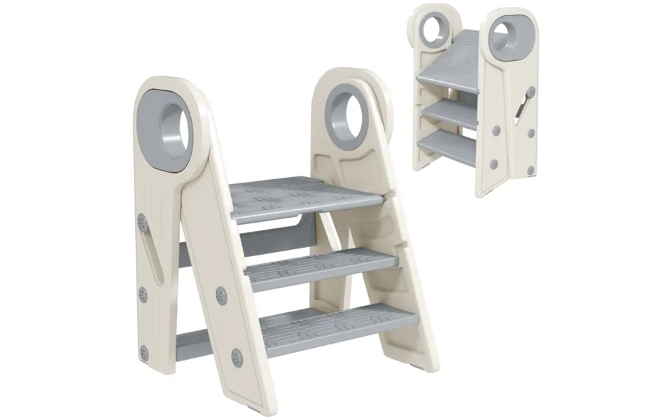 Aiyaplay Foldable Toddler Tower - Grey, Adjustable Height, Non-slip, With Handle