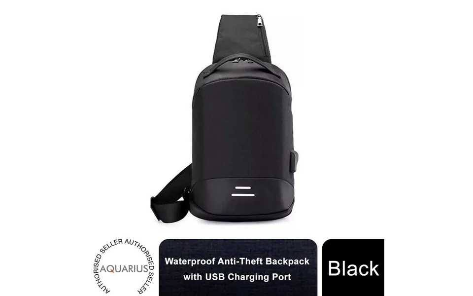 Aquarius Anti-theft Waterproof Backpack With Usb Charging Port Small Unisex Bag - Black