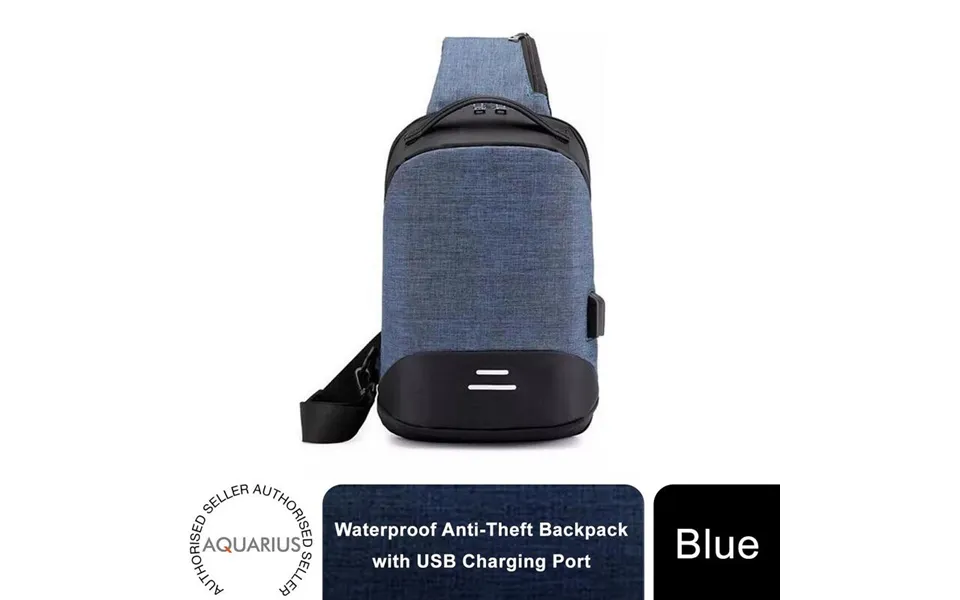 Aquarius Anti-theft Waterproof Usb Charging Backpack - Small Blue
