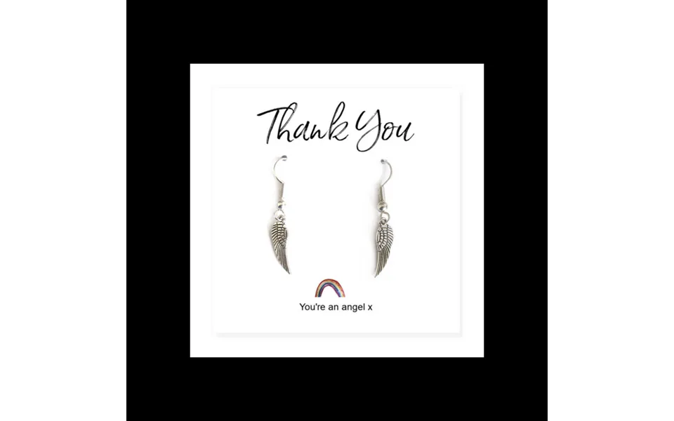 Aye Do Gifts Angel Wing Earrings On Rainbow Thank You Card - Silver Tone