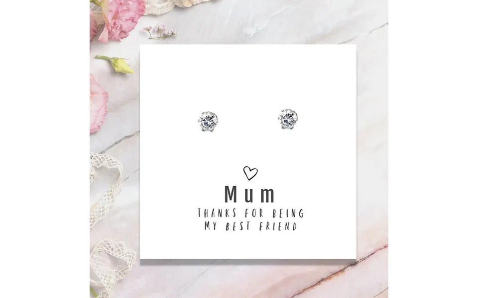 Aye Do Gifts Cubic Zirconia Stud Earrings With 'mum Thanks For Being My Best Friend' Message Card