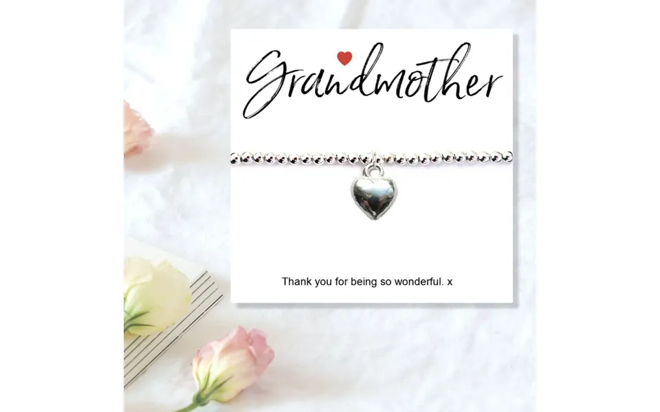 Aye Do Gifts Silver-plated Heart Charm Bracelet For Grandmother - 15-20cm Adjustable