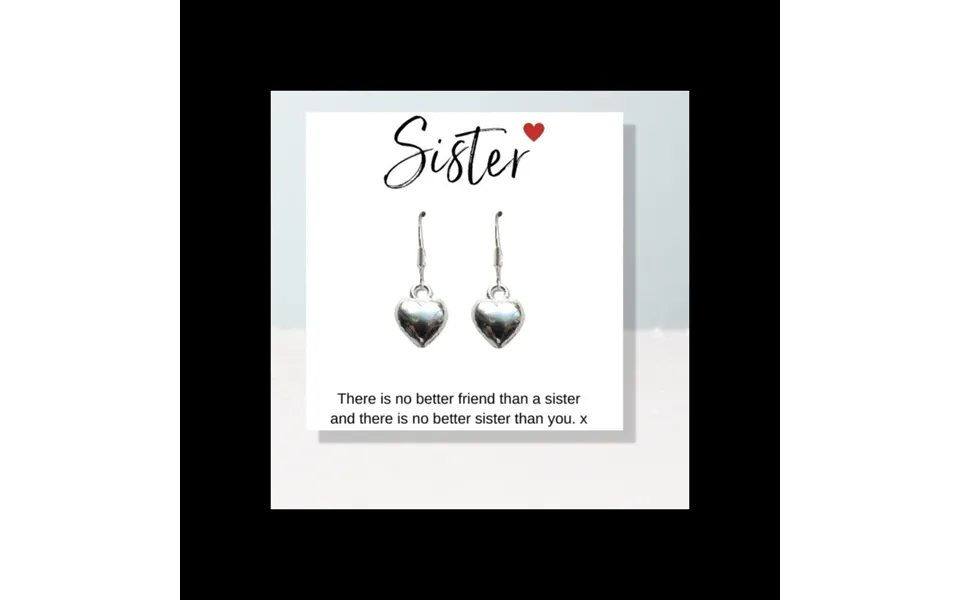 Aye Do Gifts Sterling Silver Plated Puff Heart Sister Earrings - Tibetan Silver Finish