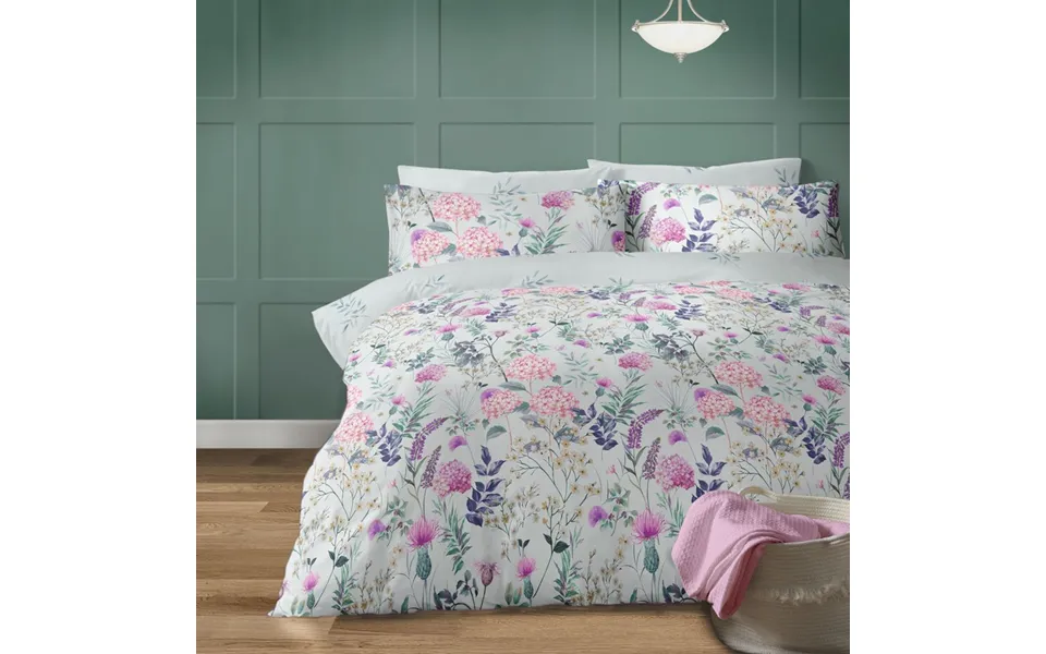 Bellissimo Home Duck Egg Floral Polycotton Duvet Cover Set - King Bed