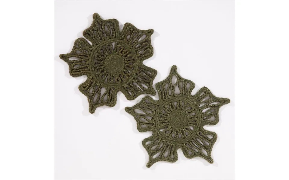 Esselle Home Jute Star Placemats 36x36cm Olive Green Set Of 2