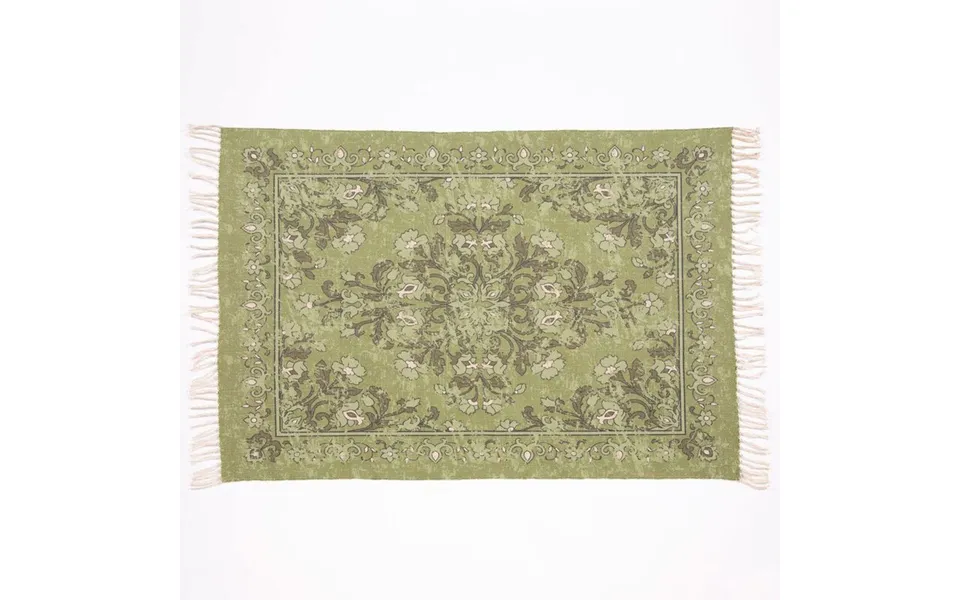 Esselle Home Kew Antique Printed Olive Rug 120x170cm With Tassels