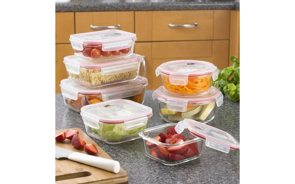 Glass Food Storage Container Set 7-piece With Air Vent Lids - Borosilicate Glass