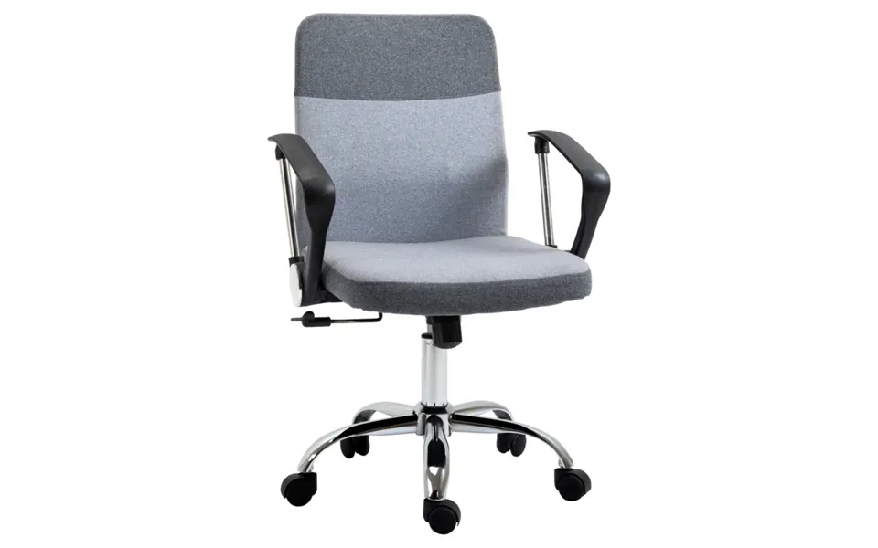 Grey Linen-look Swivel Desk Chair With Rocking Function & Wheels - Home Study Office
