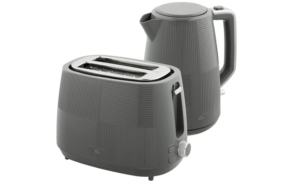 Homcom 1.7l Fast Boil Electric Kettle And 2 Slice Water Toaster Set - Grey