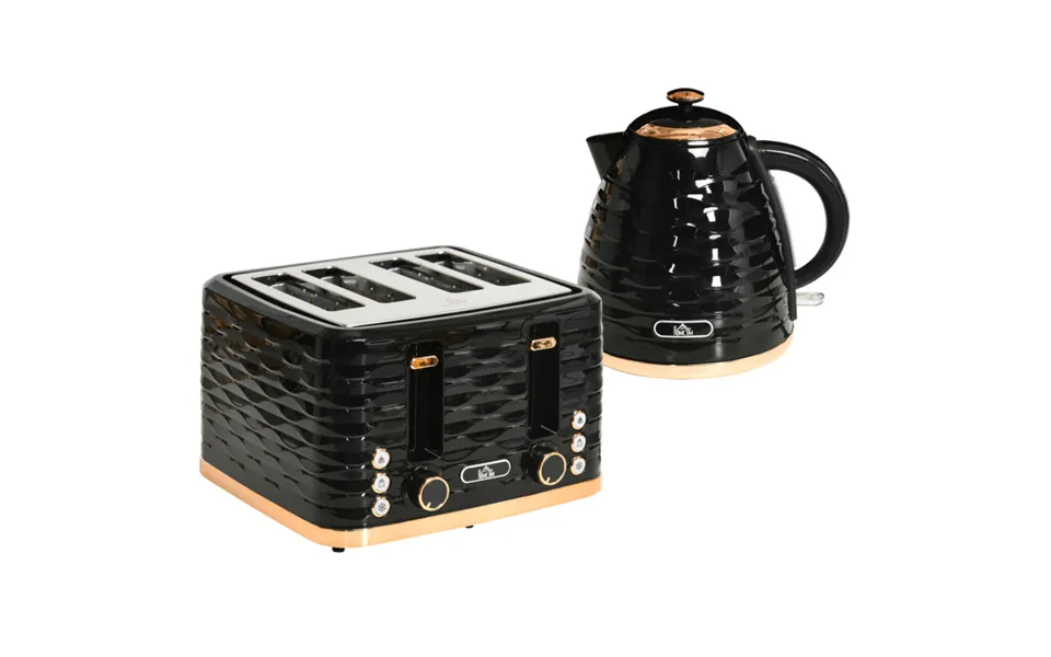 Homcom 1.7l Rapid Boil Kettle & 4 Slice Toaster Set - Black